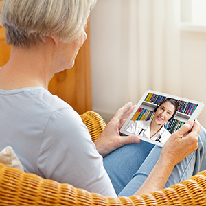 East Arkansas Medical Group patient using TeleHealth to connect with her provider.